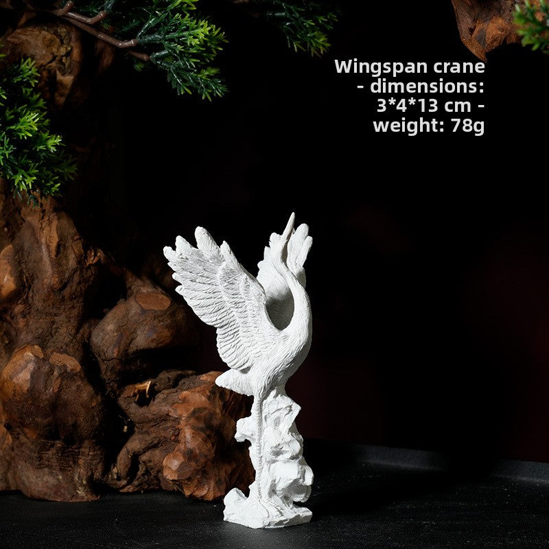 zensoullab Little White Crane Ornament Rockery Fish Tank Bonsai Landscape Decoration Crane Small Ornament Zen Living Room Flying Crane Decoration
