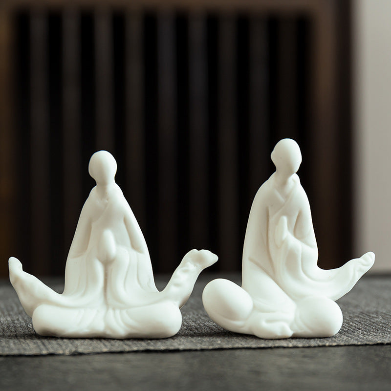 zensoullab Mini Ceramic Fingertip Small Buddha Zen White Porcelain Formless Buddha Little Monk Bonsai Fish Tank Micro Landscape Decoration Ornament