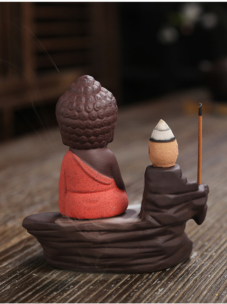 zensoullab Purple Clay Backflow Incense Burner Creative Ceramic Craft Gift Mountain Water Flow Small Tathagata Backflow Incense Burner Original