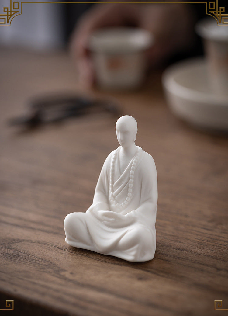 zensoullab Chinese Style Little Monk Home Decor Ceramic Zen Unphase Buddha Tea Ceremony Fish Tank Landscaping Micro Landscape Bonsai Decoration