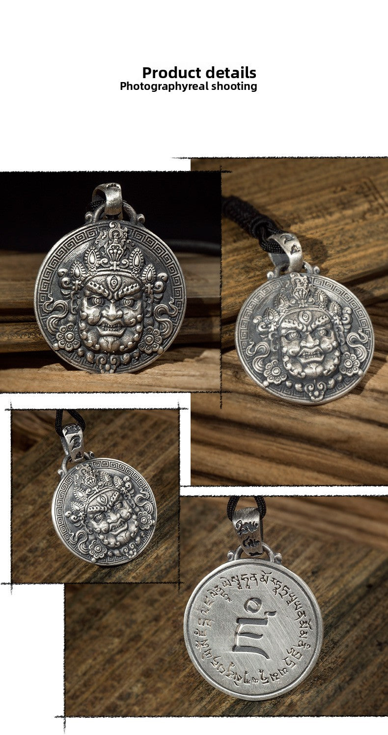 zensoullab National Trend Thai Silver Pendant Retro Three-Eyed Wisdom Buddha Hanging Ornament Original Handmade Buddha Amulet Versatile Men's and Women's Necklace