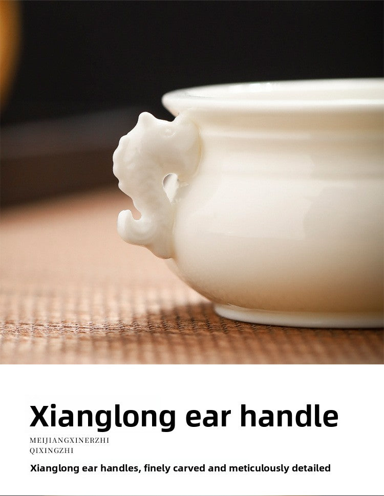 zensoullab Chinese Style Mini Ceramic Incense Burner Tea Room Home Worship Three-legged Incense Burner Portable Incense Holder Incense Ceremony Zen Small Ornament