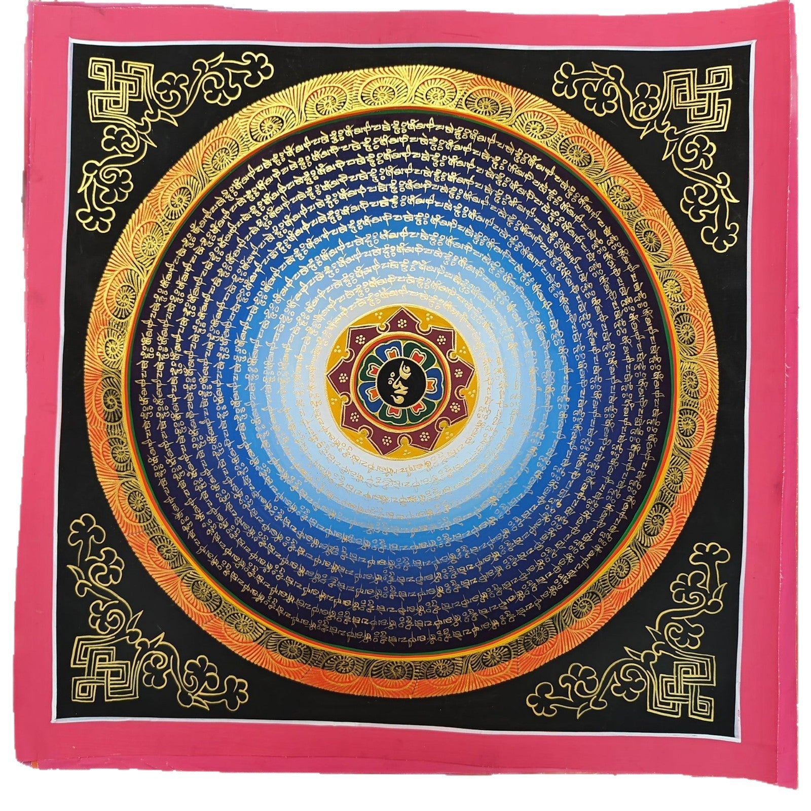 zensoullab Nepal Hand-painted Thangka Six-Word Mantra Mandala Mandala Sutra Decorative Painting Living Room Entrance Hanging Painting