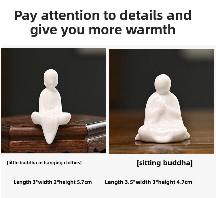 zensoullab Mini Small Ceramic Phaseless Buddha Zen Little Monk Micro Landscape Potted Fish Tank Landscaping Decoration Home Small Ornaments