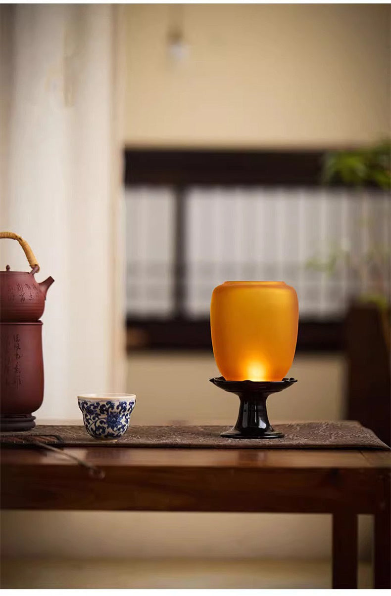 zensoullab Empty Illusion Candle Holder Home Aromatherapy Glass Ornament High-end Vintage Chinese Zen Creative Atmosphere Lamp Ancient Style