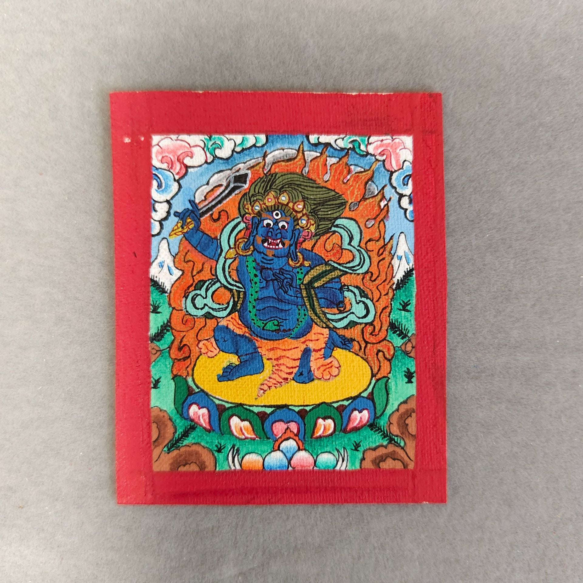 zensoullab Nepal Hand-painted Zodiac Buddha Guardian Buddha Thangka Manjushri Yellow God of Wealth Green Tara Samantabhadra Small Thangka Pendant