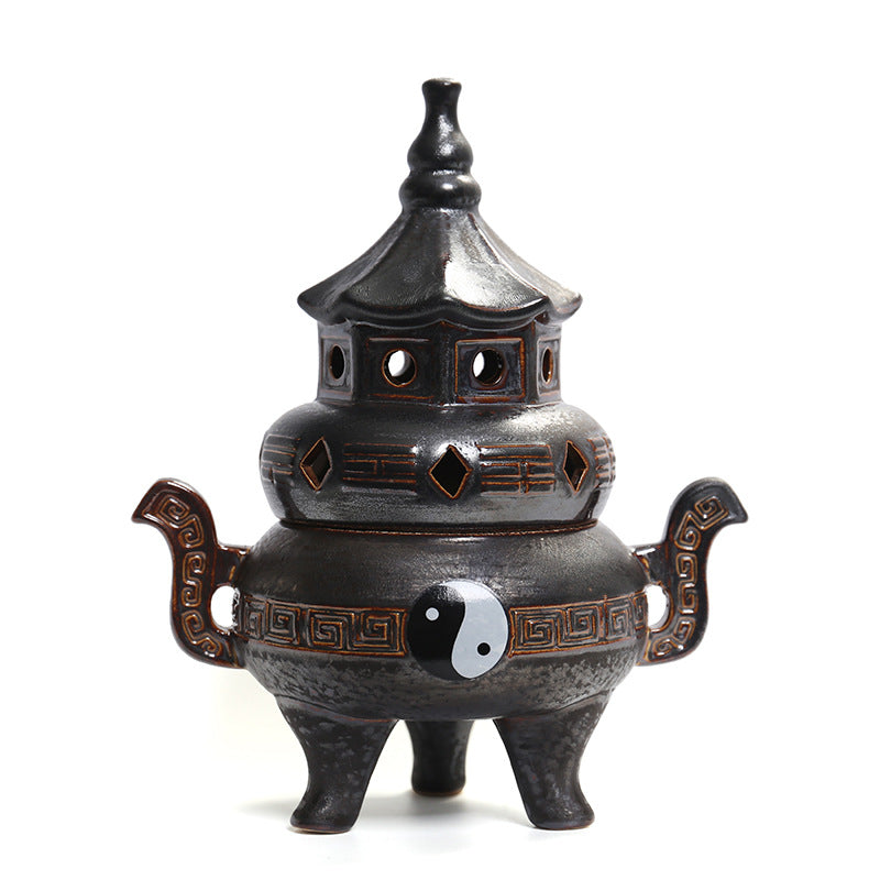 zensoullab Tai Chi Bagua Ceramic Incense Burner Home Indoor Zen Tea Room Tea Table Aromatherapy Burner Incense Decoration