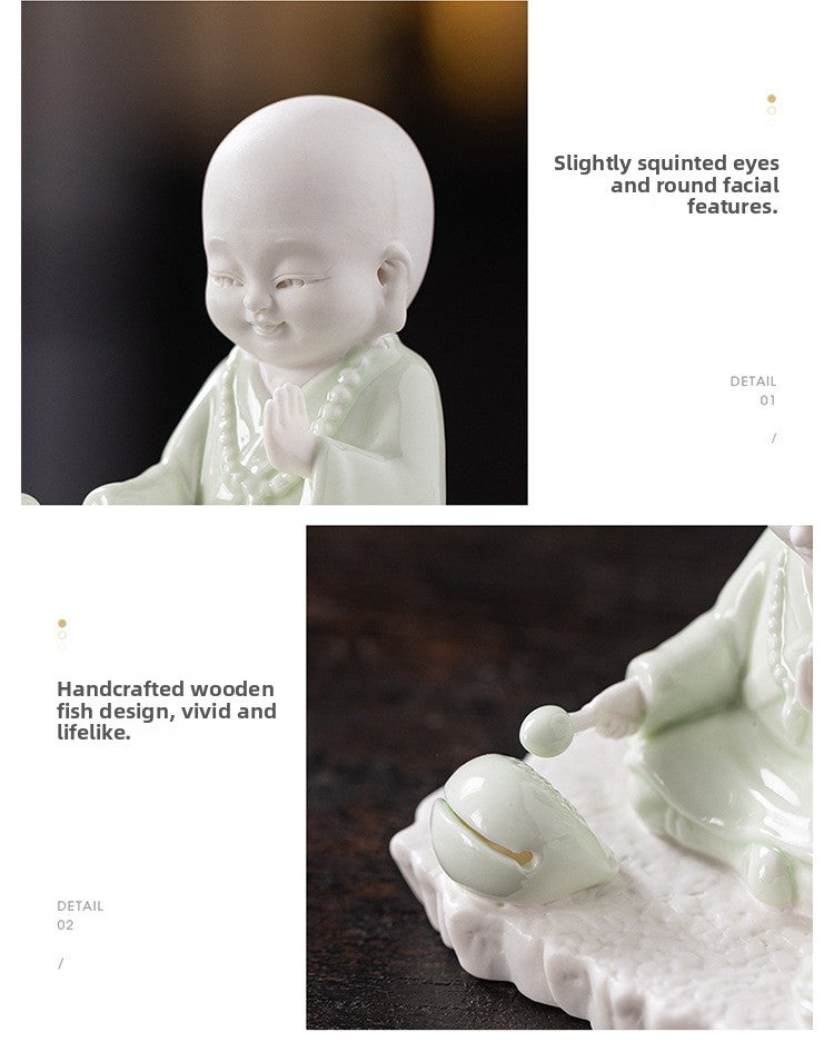 zensoullab Ceramic Little Monk Incense Burner Coil Incense Stick Home Indoor Sandalwood Incense Burner Tea Ceremony Aromatherapy Burner Incense Box Ornament