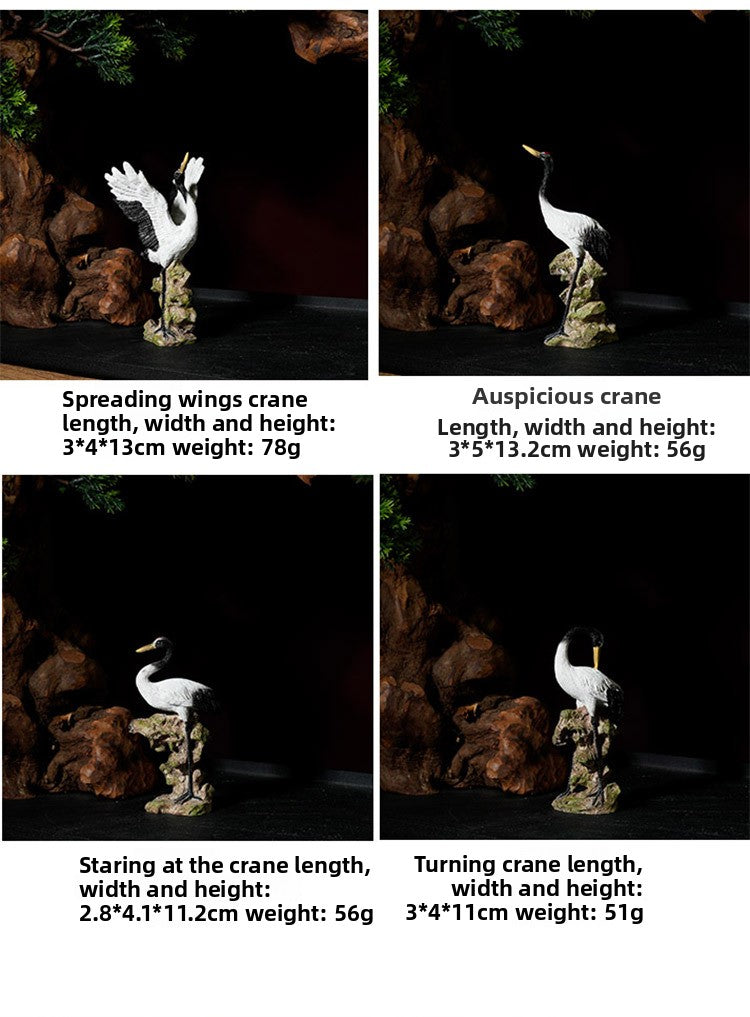 zensoullab Little White Crane Ornament Rockery Fish Tank Bonsai Landscape Decoration Crane Small Ornament Zen Living Room Flying Crane Decoration