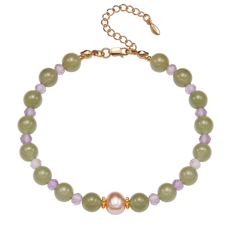 zensoullab Natural Hetian Jade Pearl Necklace Women's Set S925 Solid Silver Clavicle Chain Hot Sale