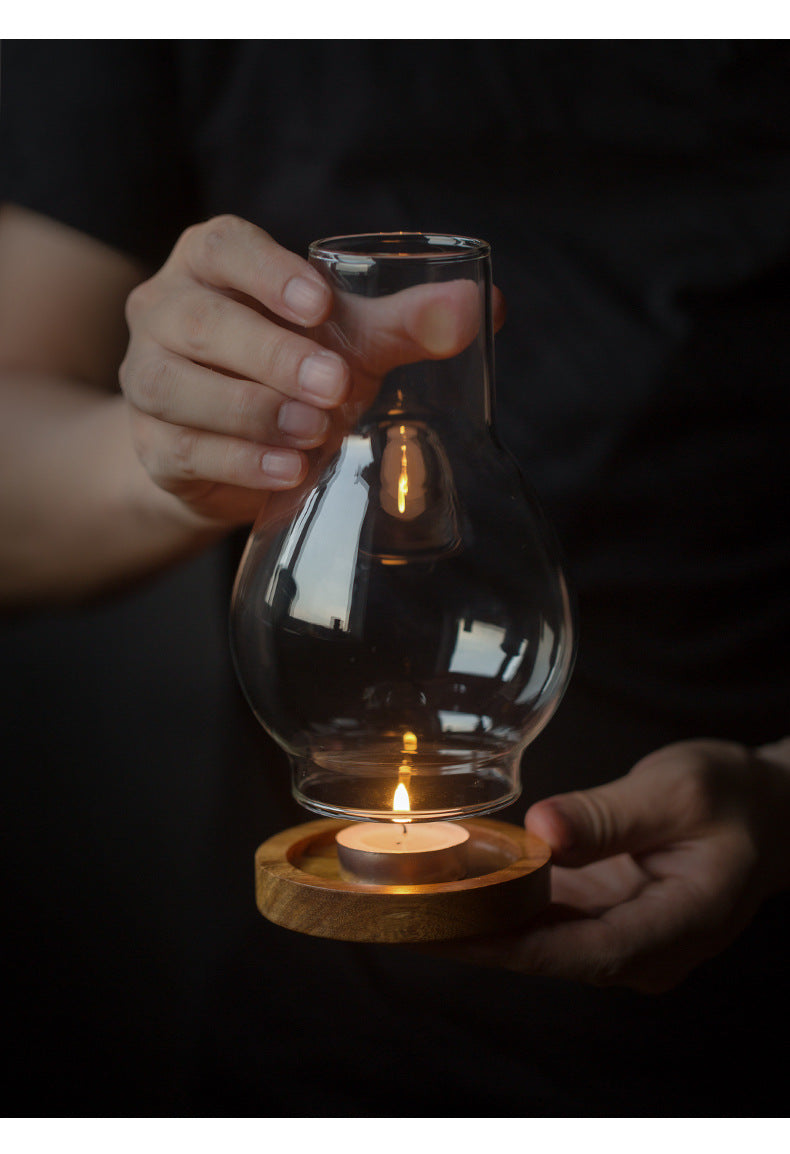 zensoullab Zen Candle Holder Windproof Glass Lampshade Chinese Retro Style Home Aromatherapy Wax Light Tea Room Decorative Ornament