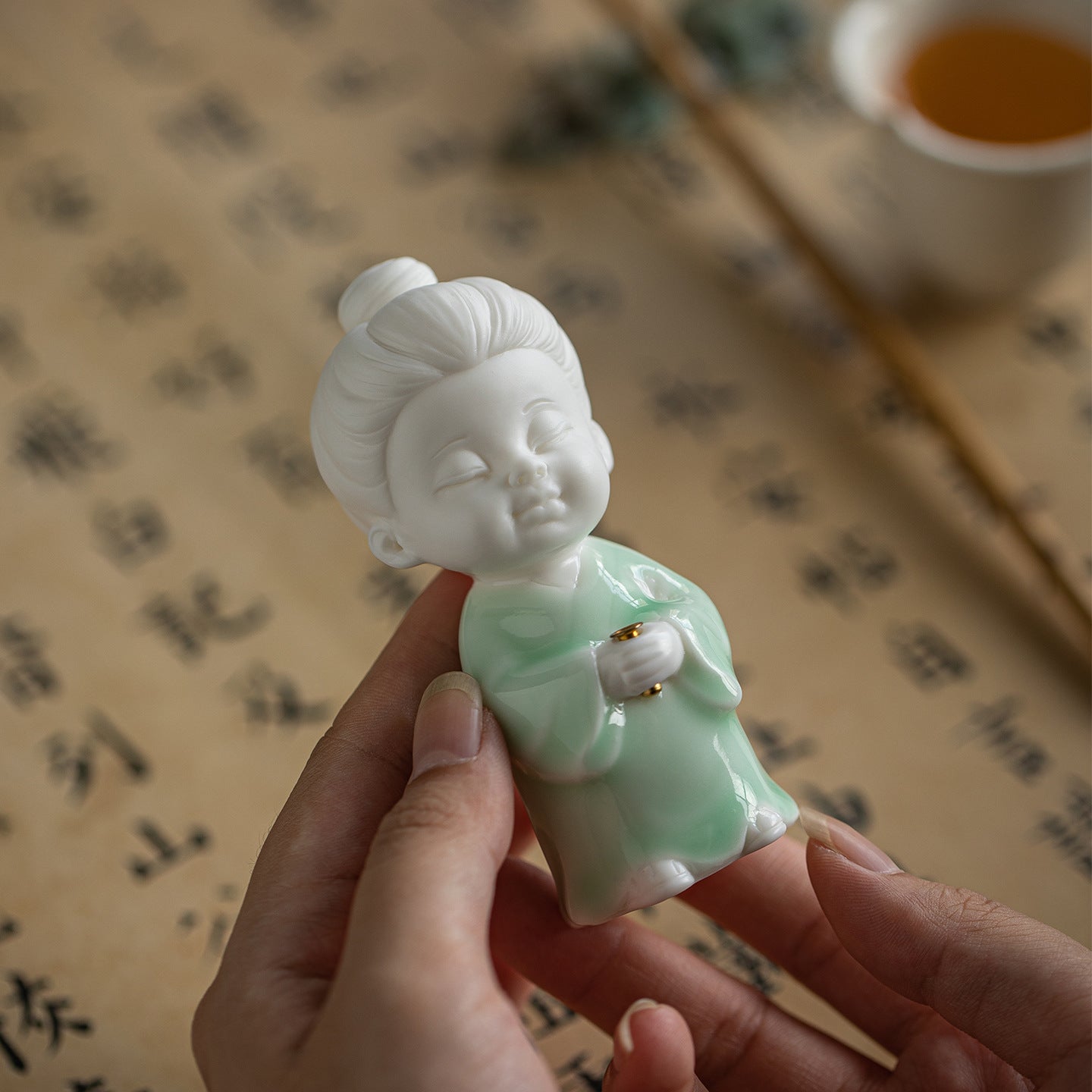 zensoullab Chinese Style Celadon Small Taoist Incense Holder Incense Stand Home Indoor Sandalwood Agarwood Incense Burner Zen Tea Room Incense Burner Incense Holder
