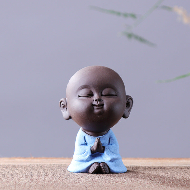 zensoullab Premium Yixing Zisha Cute Little Monk Tea Pet Tea Play Tea Tray Accessories Ceramic Little Sha Mi Bonsai Zen Ornament