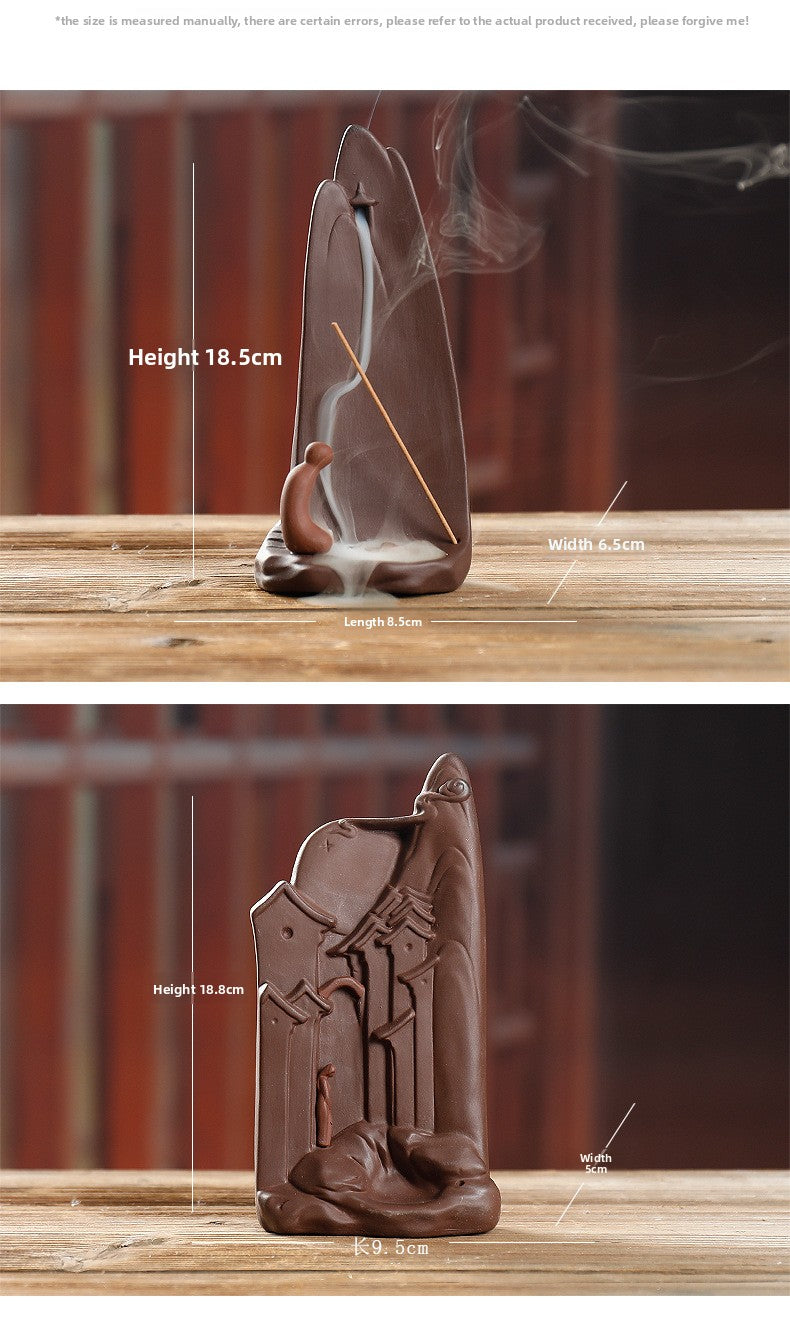 zensoullab Original Ceramic Backflow Incense Burner Watchful Landscape Aromatherapy Burner Sandalwood Incense Home Decor Incense Holder