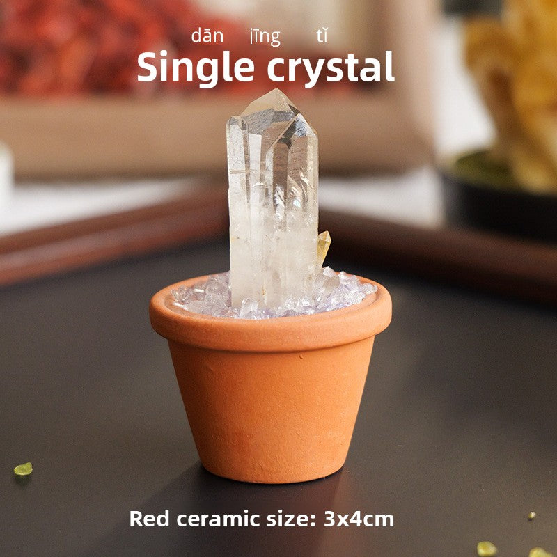 zensoullab Natural Crystal Raw Stone Mineral Pot Ornament Crystal Gemstone DIY Simulation Potted Plant Home Desktop Car Ornament
