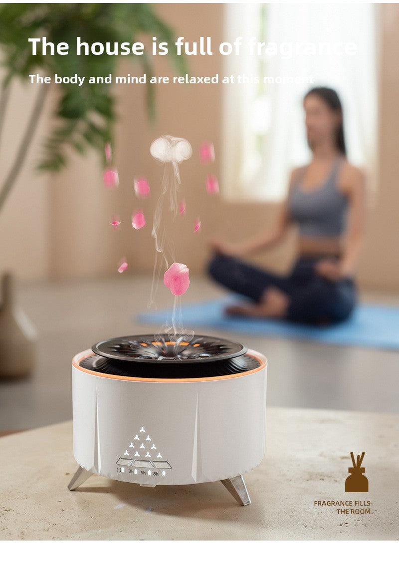 zensoullab Creative Flame Aromatherapy Diffuser White Noise Volcanic Lava Humidifier Desktop Simulation Jellyfish Smoke Ring Diffuser