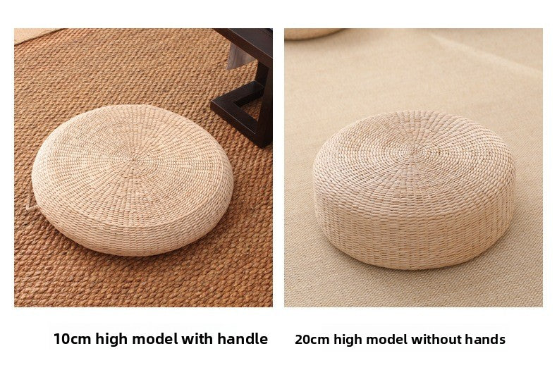 zensoullab Woven Seat Cushion Floor Tatami Mat Thickened Round Japanese Style Meditation Zen Mat Balcony Bay Window Mat