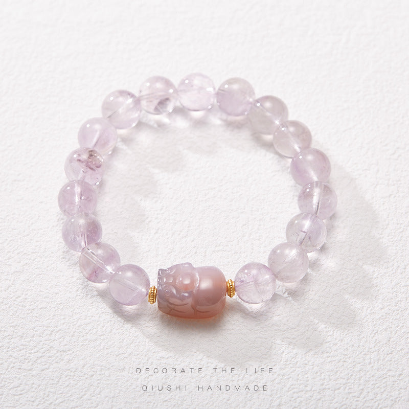 zensoullab Nine Purple Fire Bracelet for Women, Zodiac Year of the Dragon Bracelet, Natural Purple Jade Lavender Crystal Bracelet