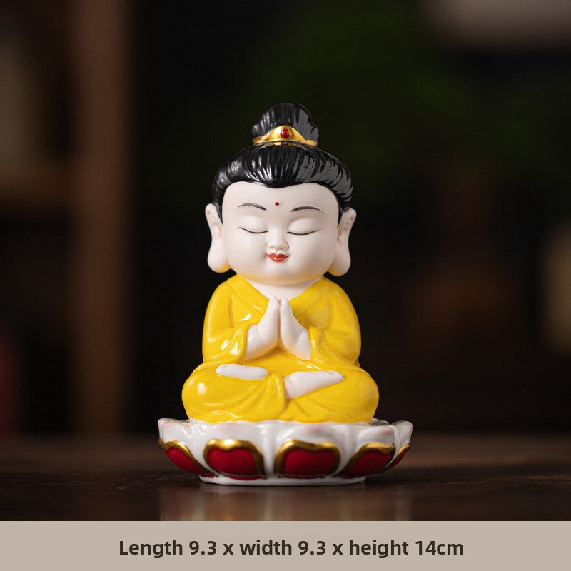 zensoullab Zen Style Chinese Ceramic Three Saints Buddha Guanyin Ksitigarbha Desktop Small Ornaments Creative Home Living Room Household Decorations