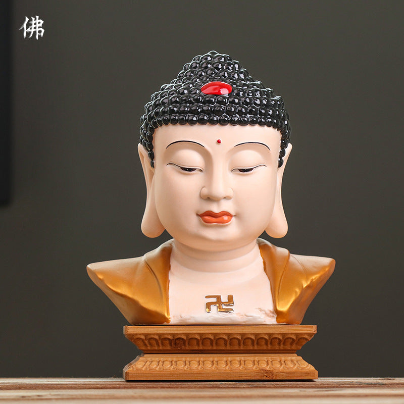 zensoullab Premium Ceramic Large Buddha Head Chinese Zen Style Buddha Statue Amitabha Buddha Tathagata Home Buddha Hall Gift Home Decoration