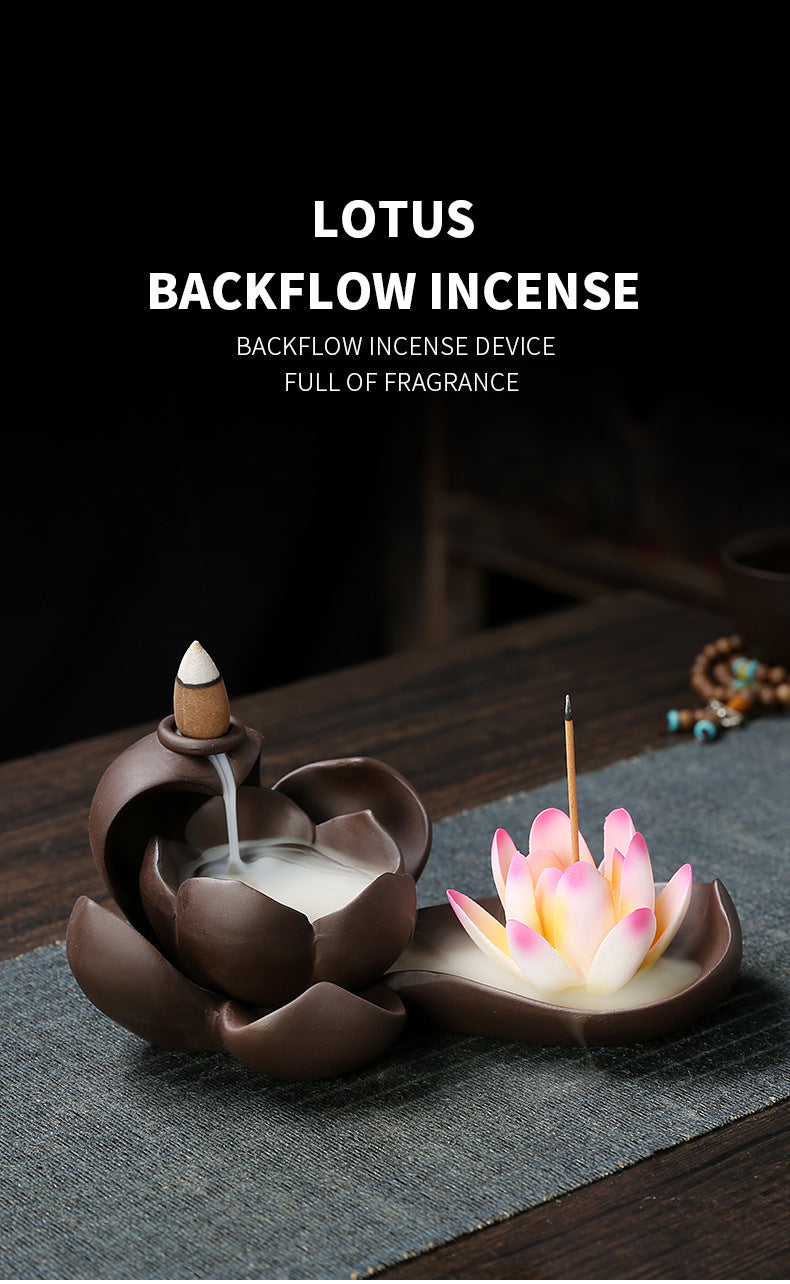 Jingchen Purple Clay Backflow Incense Burner Zen Buddha Hand Sandalwood Burner Home Indoor Aromatherapy Burner Large Incense Creative Ornament