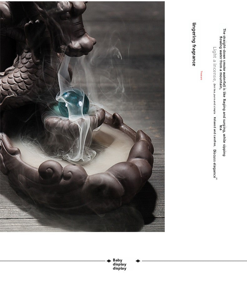 zensoullab Large Purple Clay Dragon Backflow Incense Burner Tea Ceremony Ornament Creative Incense Burner Dragon Home Decor Incense Original