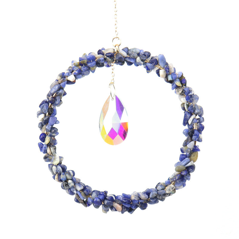 zensoullab Sun Catcher Gardening Crafts Crushed Stone Large Circle AB Color Crystal Water Drop Lighting Pendant