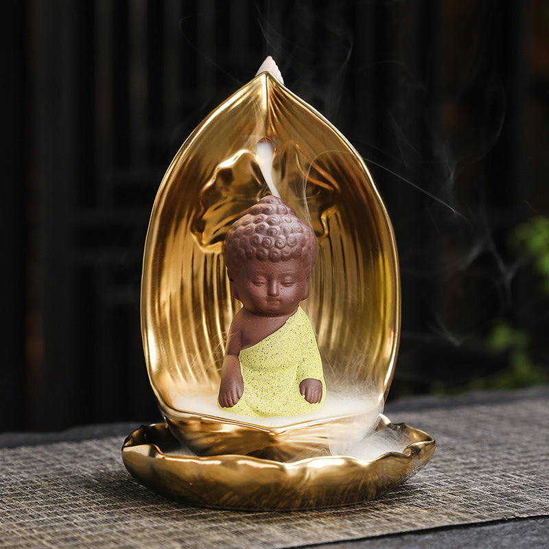 zensoullab Backflow Incense Burner Rulai Flowing Incense Gold Base Small Shaami Creative Backflow Incense Burner Home Incense Desktop Ornament