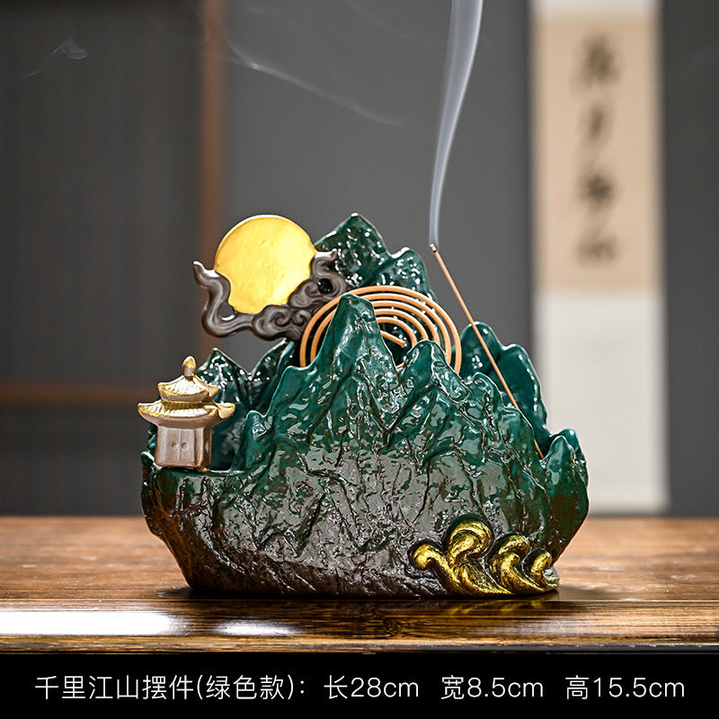 zensoullab Creative Ceramic Large Incense Burner Antique Style Home Indoor Incense Tea Ceremony Incense Holder Sandalwood Agarwood Mosquito Coil Burner