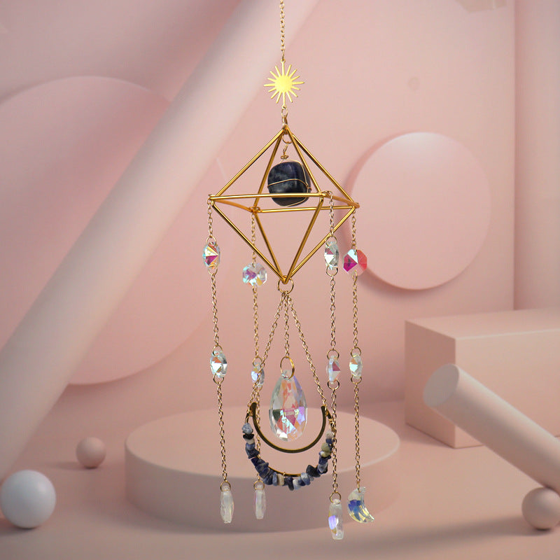 zensoullab Crystal Sun Catcher Air Rack Natural Gravel Lamp Prism Pendant Crystal Hanging Garden Decoration