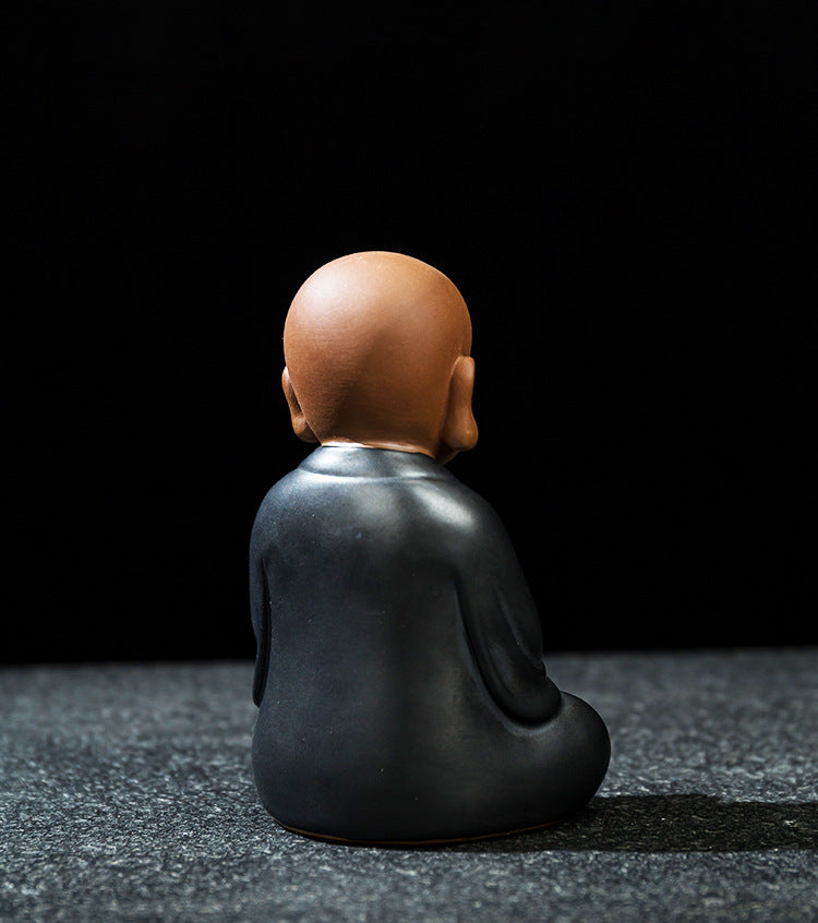 zensoullab Premium Yixing Zisha Little Monk Tea Pet Tea Tray Kung Fu Tea Set Accessories Ceramic Zen Little Sha Mu Figurine