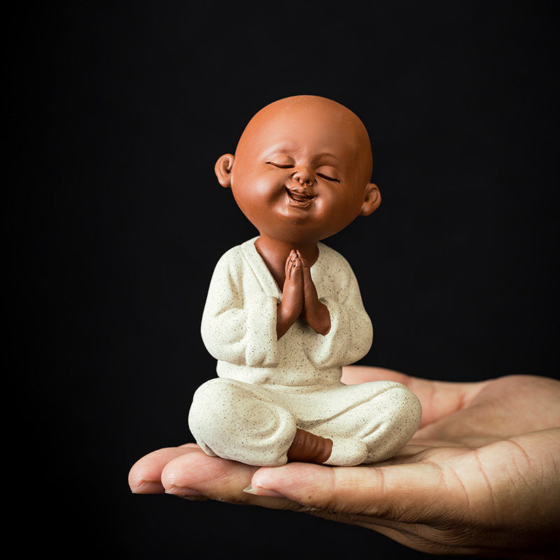 zensoullab Purple Clay Little Monk Cute Character Tea Pet Ornament Kung Fu Tea Set Tea Ceremony Ceramic Little Sha Ni Home Decor Ornament