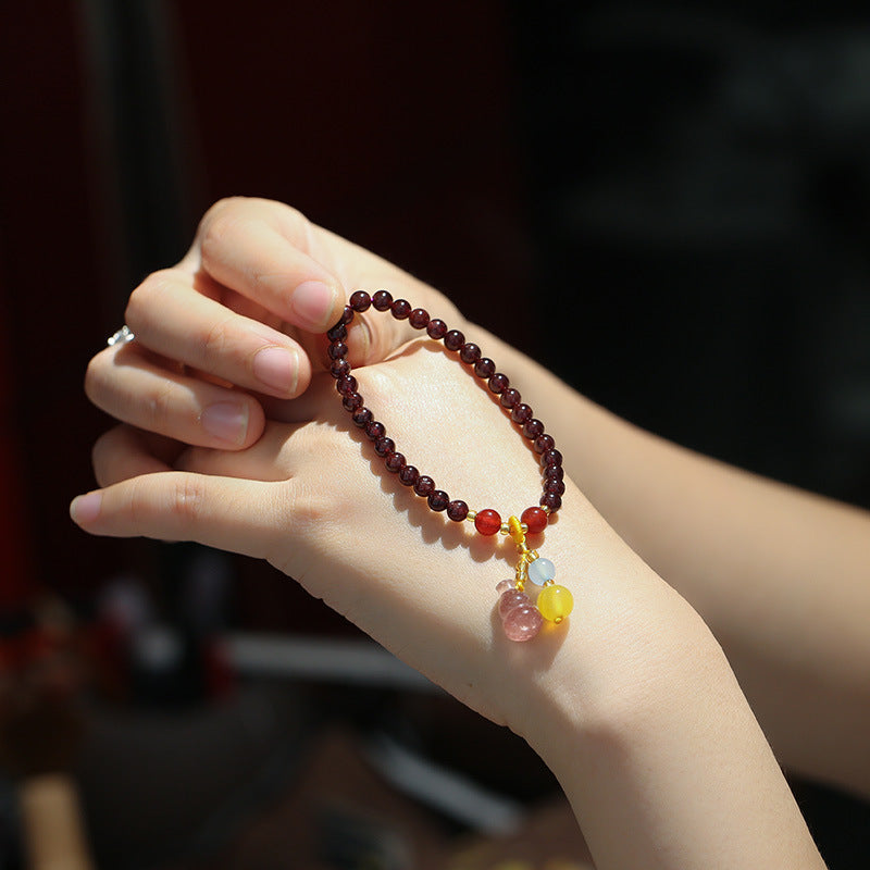 zensoullab Natural 5MM Garnet Bracelet Pendant Strawberry Crystal Gourd Crystal Bead Jewelry