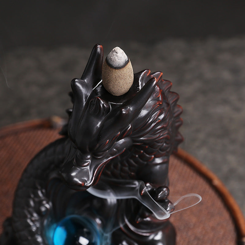 Original Classic Chinese Dragon Backflow Incense Burner Creative Ceramic Large Dragon Playing with Pearls Incense Burner Home Decor