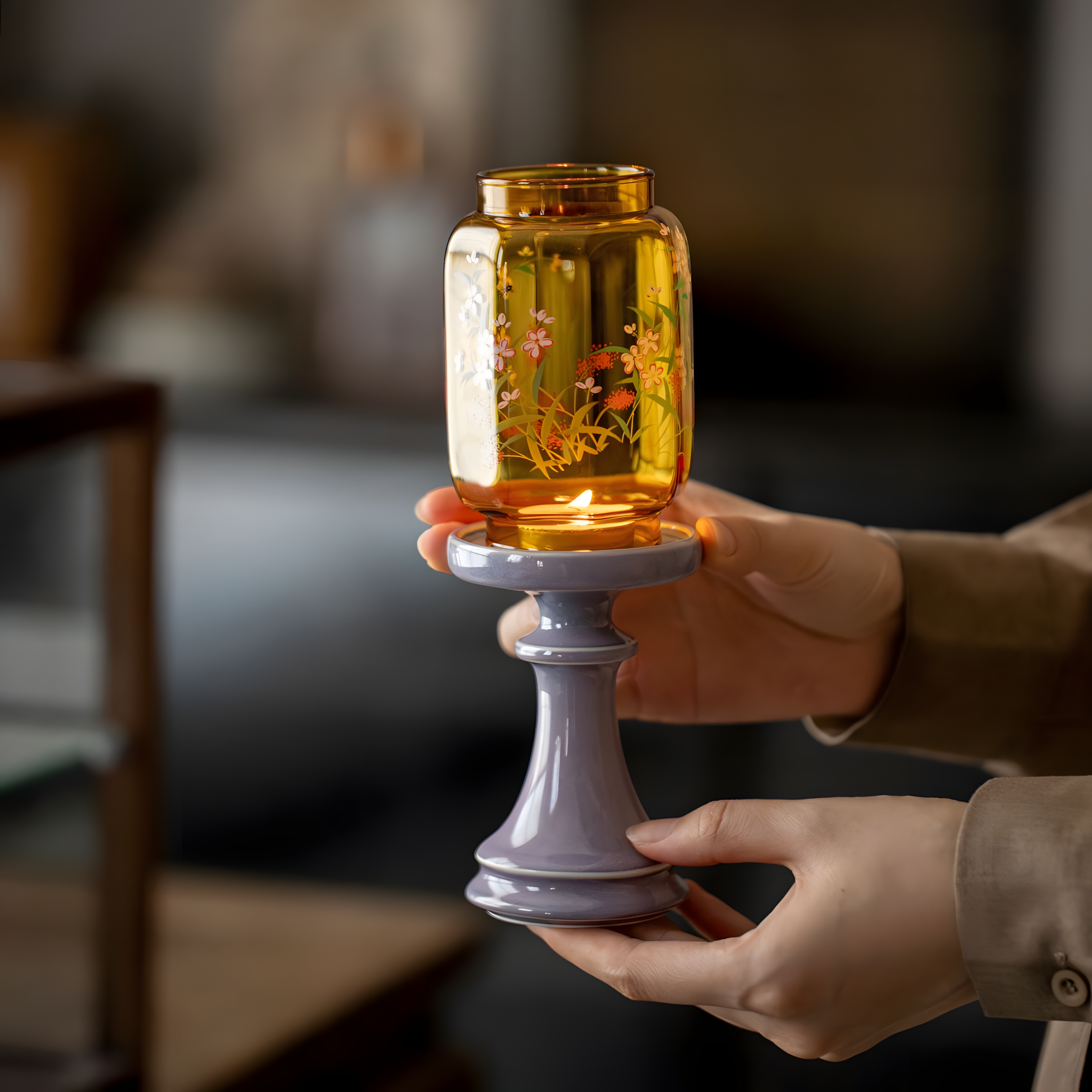 Zensoullab | Glass Meditation Candle Holder – Serenity in Bloom
