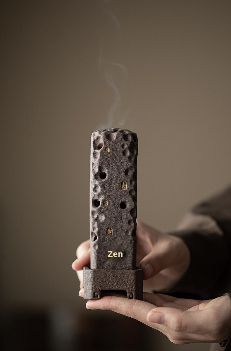zensoullab Retro Zen Incense Burner Incense Holder Home Ceramic Covered Incense Stand Incense Tray Creative Aromatherapy Burner Incense Accessories