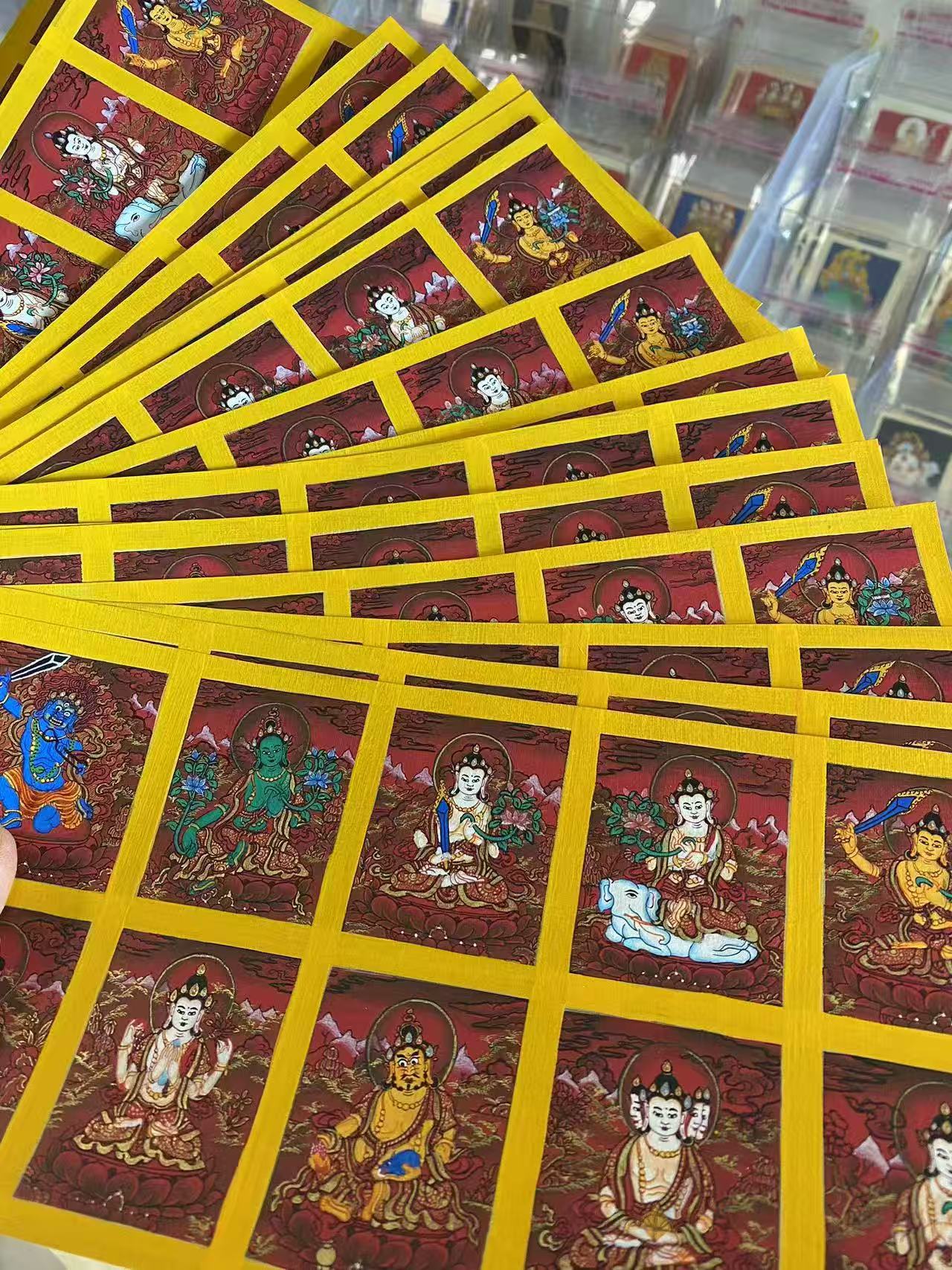 zensoullab Nepal Hand-painted Eight Guardian Deities Twelve Zodiacs Nativ Buddha Portable Thangka God of Wealth Green Tara Necklace Pendant