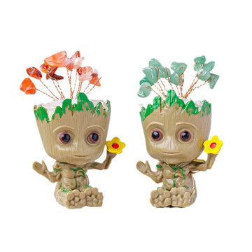 zensoullab Natural Crystal Gravel Small Flower Tree Groot Figurine Crystal Craft Tree Man Figurine Desktop Ornament