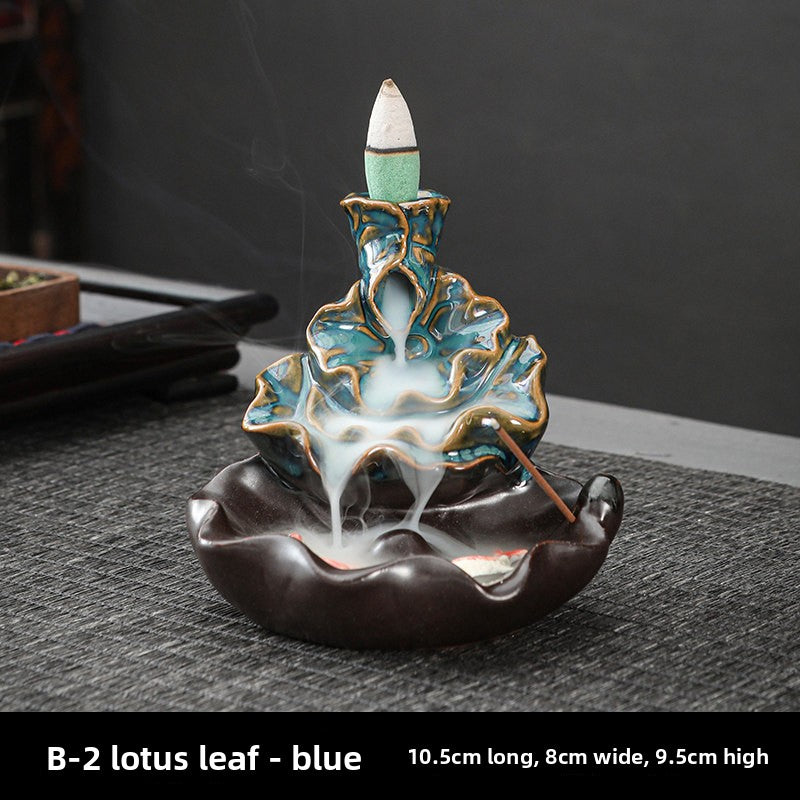 zensoullab Backflow Incense Burner Creative Home Decor Ceramic Burner Craft Pisces Backflow Kiln Change Ornamental