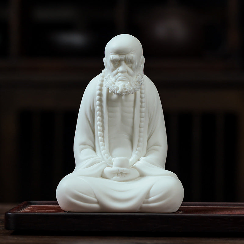 zensoullab Premium Purple Clay Bodhidharma Buddha Statue Handmade Ornament Ceramic Craft Chinese Style Living Room Tea Room Desktop Decoration Soft Furnishing