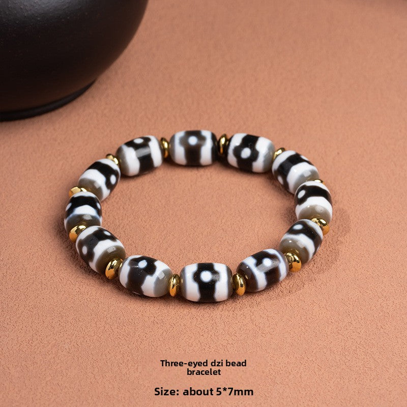 zensoullab Natural Tiger Tooth Dzi Bead Agate Bracelet Fashion Versatile High-Quality Unisex Couple Style Single Circle Bracelet In Stock
