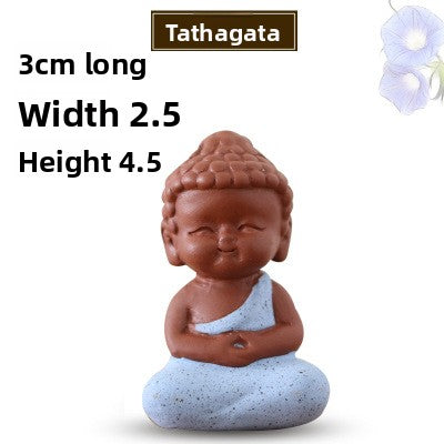 zensoullab Mini Cute Purple Clay Little Monk Tea Pet Ceramic Four Little Sha Mi Succulent Plant Decoration Creative Home Ornament