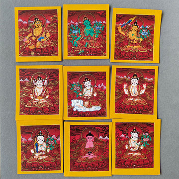 zensoullab Nepal Hand-painted Eight Guardian Deities Twelve Zodiacs Nativ Buddha Portable Thangka God of Wealth Green Tara Necklace Pendant