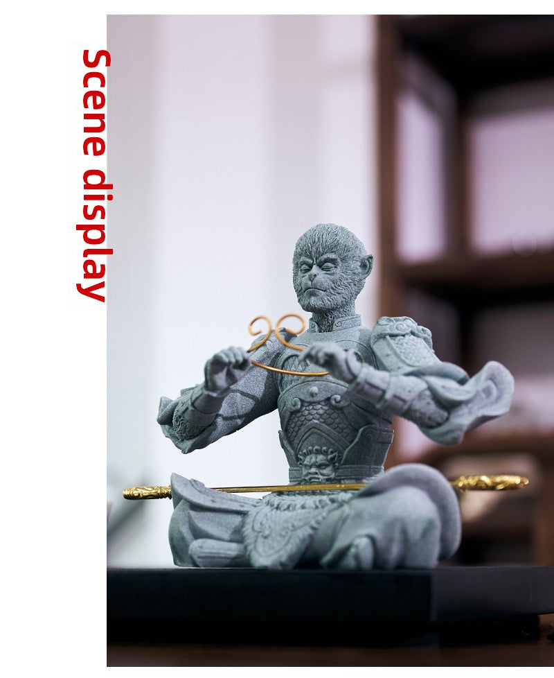 zensoullab Green Sand Stone Great Sage Tea Pet High-end Gift Handheld Piece Fish Tank Wukong Ornament Rockery Landscaping Home Decoration Bonsai
