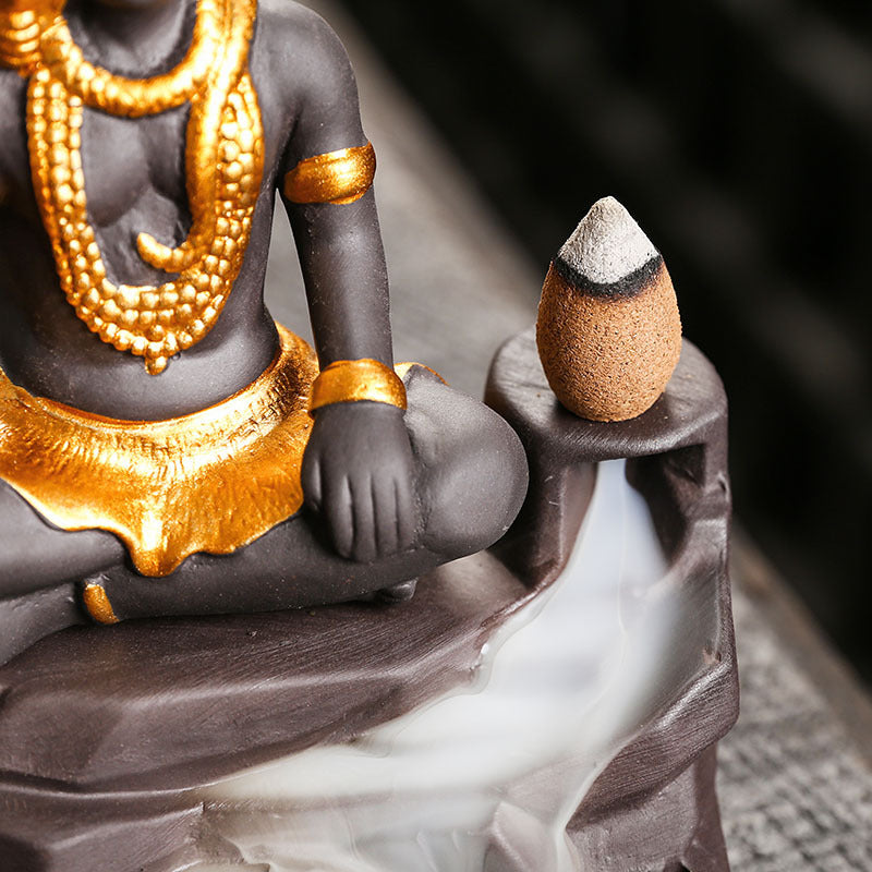 zensoullab Buddha Statue Zen Home Decor Craft Creative Southeast Asian Shiva Buddha Statue Backflow Incense Burner