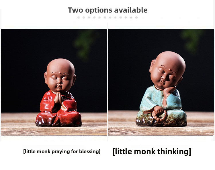 zensoullab Zen Purple Clay Little Monk Tea Pet Kung Fu Tea Set Tea Ceremony Accessories Chinese Style Little Monk Home Decoration Small Ornament
