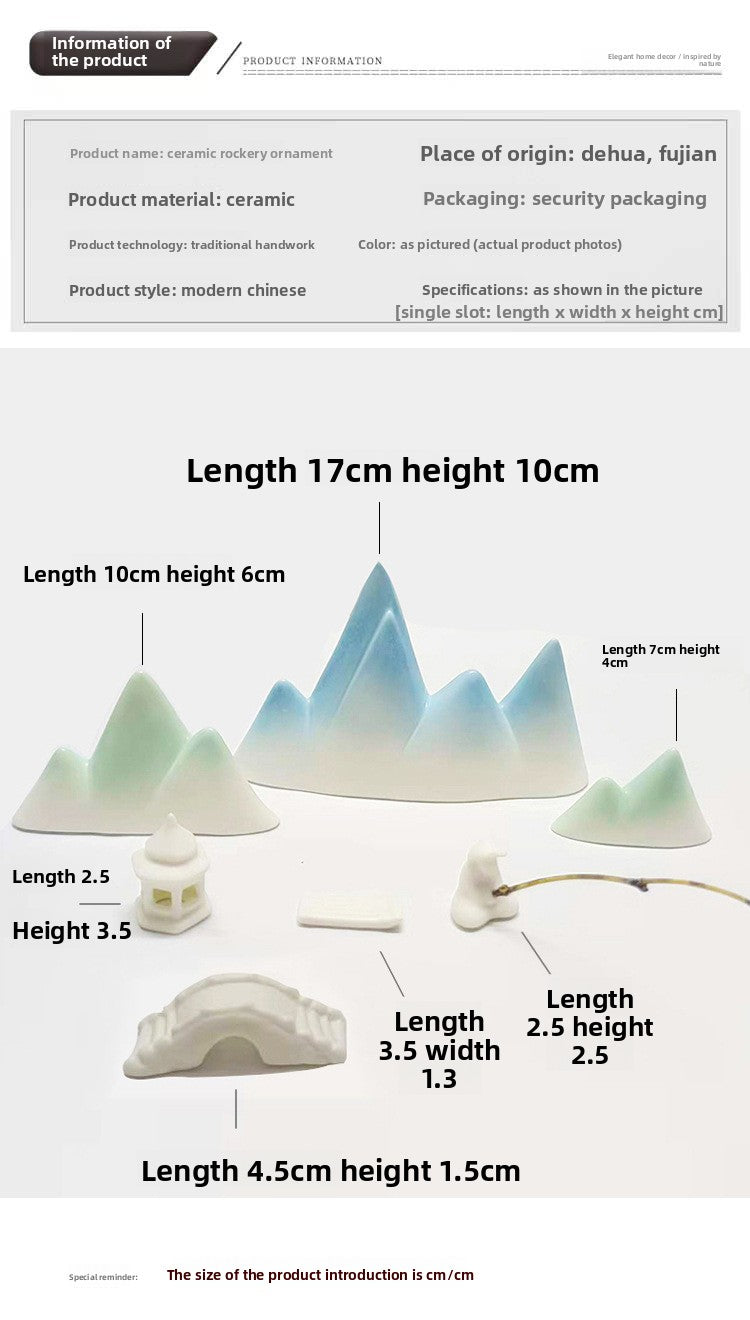 zensoullab Ceramic Rockery Handmade Zen Ornament New Chinese Style Living Room Tea Room Study Pen Holder Entrance Micro Landscape Fish Tank Decoration
