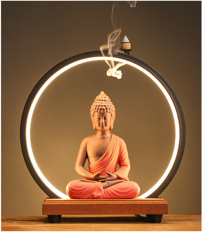 zensoullab Backflow Incense Burner Indoor Incense Creative Zen Buddha Sandalwood Agarwood Tea Ceremony Entrance Living Room Ceramic Lamp Ring Ornament