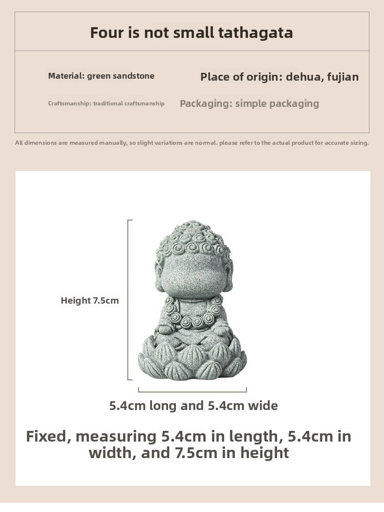zensoullab Zen Style Chinese Qingsha Cultural Creative Four Small Buddha Incense Holder Incense Stand Incense Tray Tea Pet Living Room Indoor Tea Ceremony Aromatherapy Burner