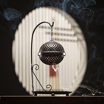 zensoullab Zen Hollow Backflow Incense Burner Aromatherapy Ball Hanging Burner Home Tea Ceremony Indoor Hanging Incense Holder Creative Ornament
